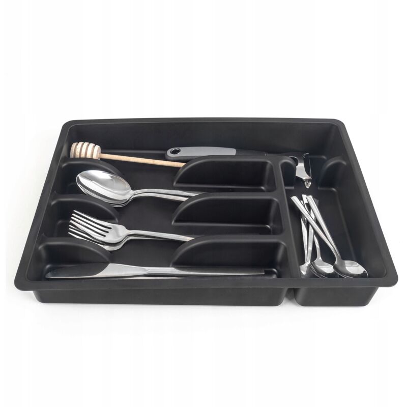 foto del prodotto inserto in plastica per cassetto della cucina, organizer per posate, nero kadax
