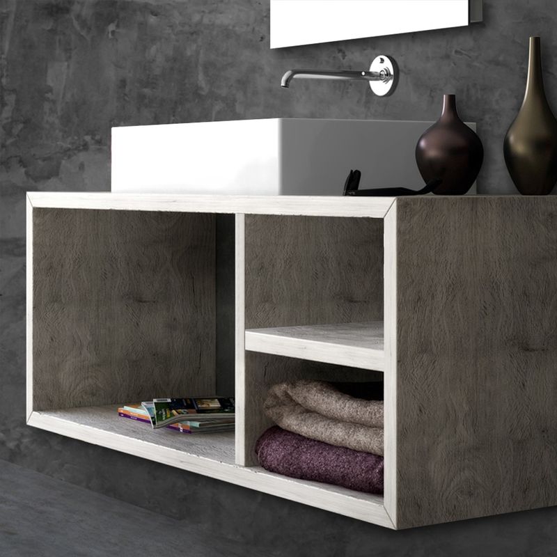 foto del prodotto inserto reversibile in grigio cemento per mobile bagno sospeso aperto master