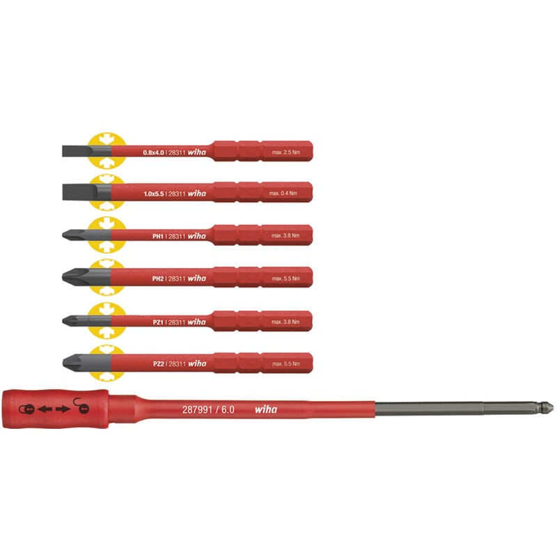 foto del prodotto inserto set slimbit electric assortito con supporto slimbit 7 pz. 36079 wiha