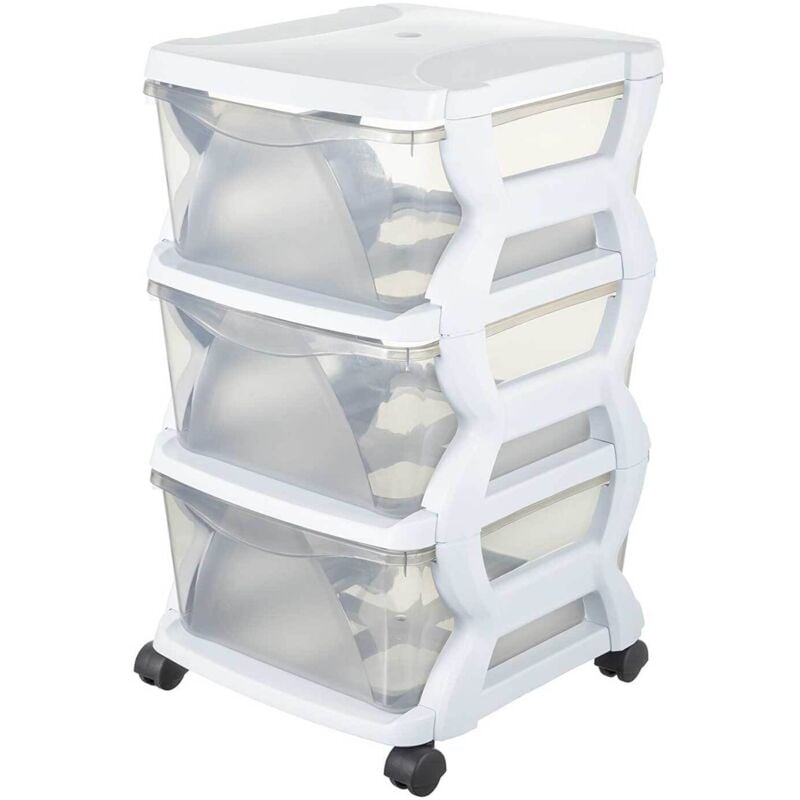 foto del prodotto insieme cassetti con ruote, bianco, 36 x 40 x 62 cm 99002 - bama