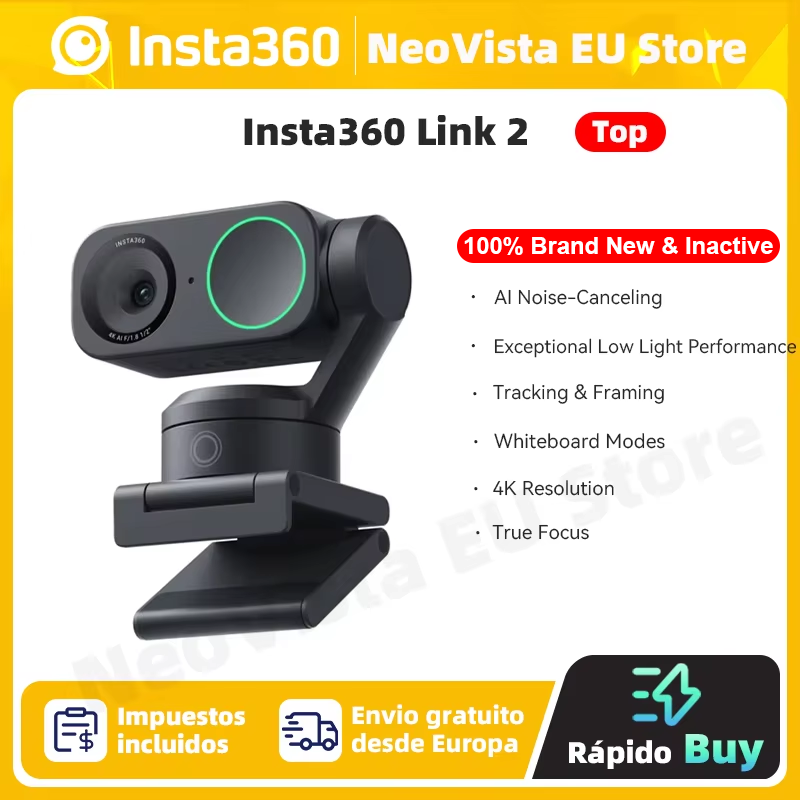 foto del prodotto insta360 link 2 - ptz 4k webcam per pc mac, sensore da 1 2 , tracciamento ai, hdr, microfono a cancellazione di rumore ai, collegamento di controllo gestuale 2