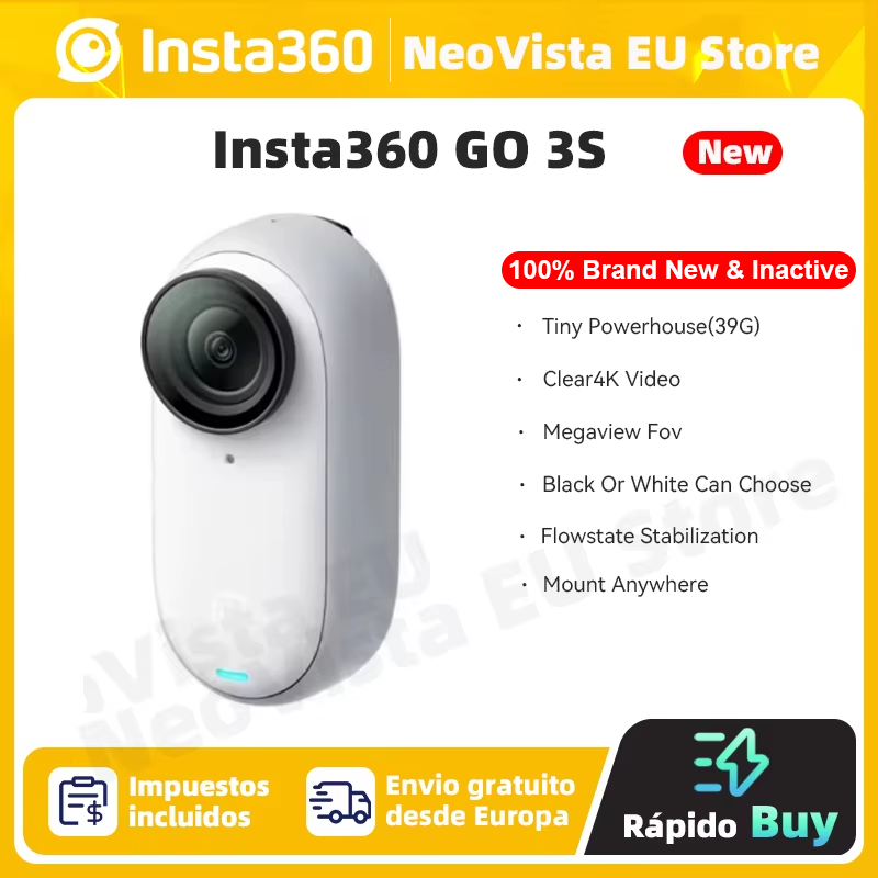 foto del prodotto insta360 new go 3s - 4k tiny camera, portatile e versatile, vivavoce, pov, montaggio ovunque, stabilizzazione