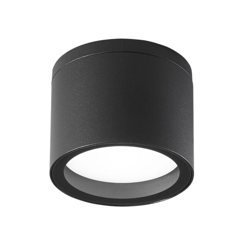 foto del prodotto intec - plafoniera da esterno tower rotonda in alluminio nero ip54 9 cm.'