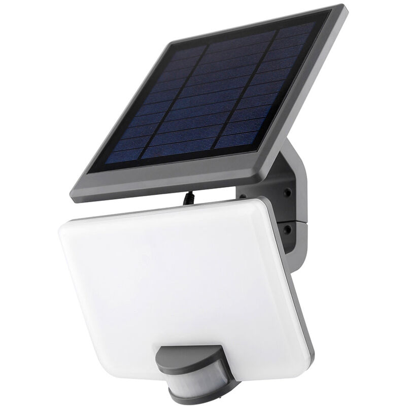 foto del prodotto intec proiettore led ulysse con pannello solare e sensore crepuscolare e di movimento regolabili antracite