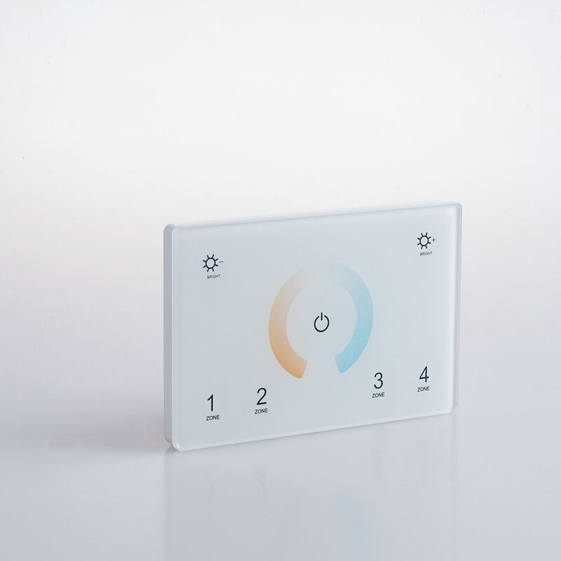foto del prodotto intec wallpad rf 2.4g per controllo cct bianco dinamico 4 zone 2 canali collegabile con dmx512 bianco