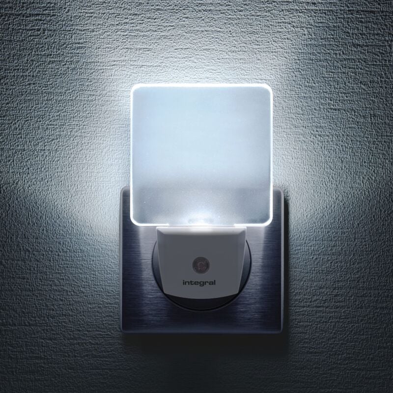 foto del prodotto integral luci notturne a led, confezione da 2 luci, collegabili con sensore, illuminazione notturna con rilevatore di luce per corridoi, 0,6 w,