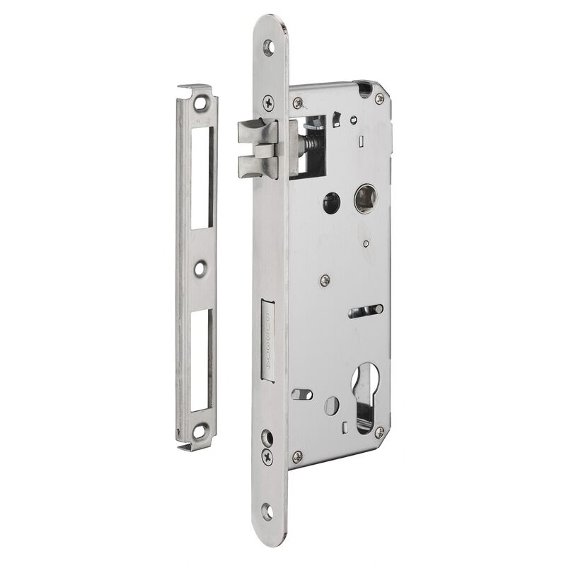 foto del prodotto intelock serratura da incasso a cilindro, acciaio inox, asse 50mm, interasse 85mm, piastra tonda