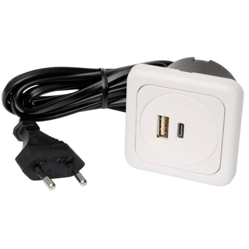foto del prodotto inter b r interb r 9016 018.81 3 scomparti presa di ricarica usb kit 5 pz. con usb, con usb c ip20 bianco