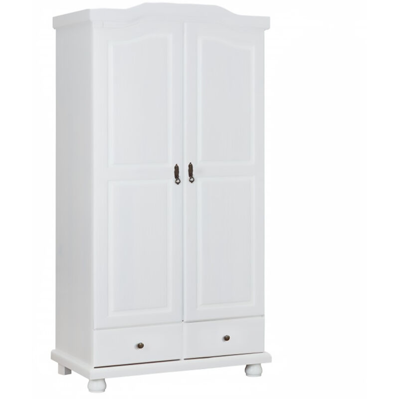 foto del prodotto inter link - armadio links reutte 2 ante 2 cassetti in pino massello finitura bianco. l.104x56x200h. articolo in kit