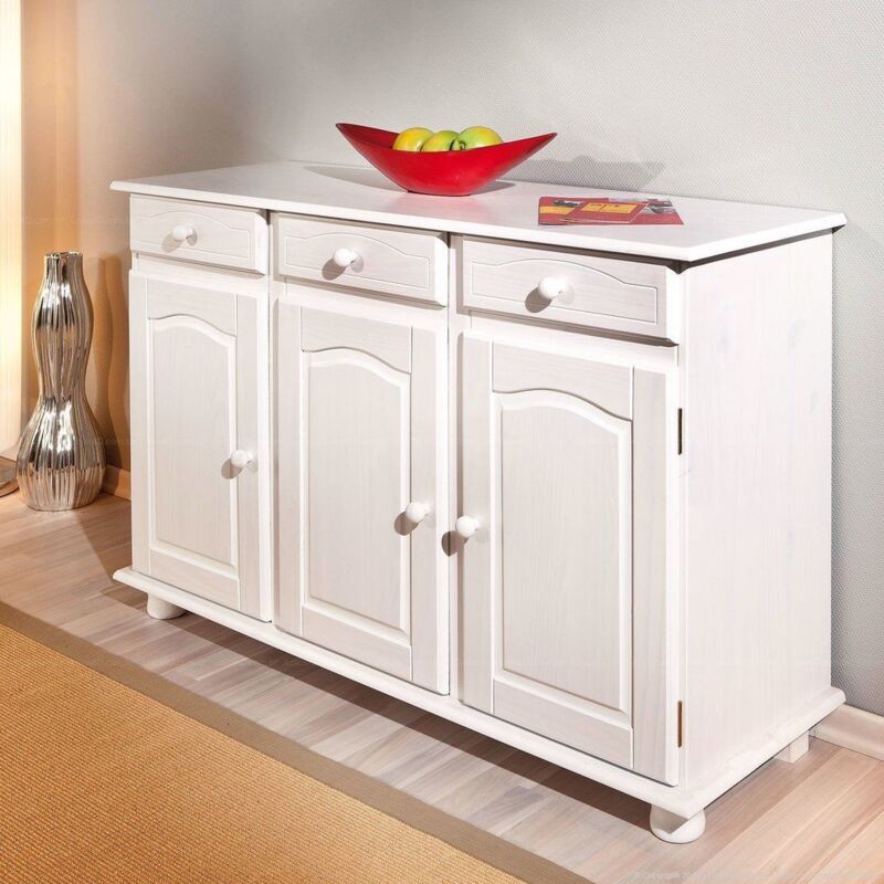 foto del prodotto inter link kit mobile buffet in legno massello bianco a 3 ante cm. 130x43x87h super offerta