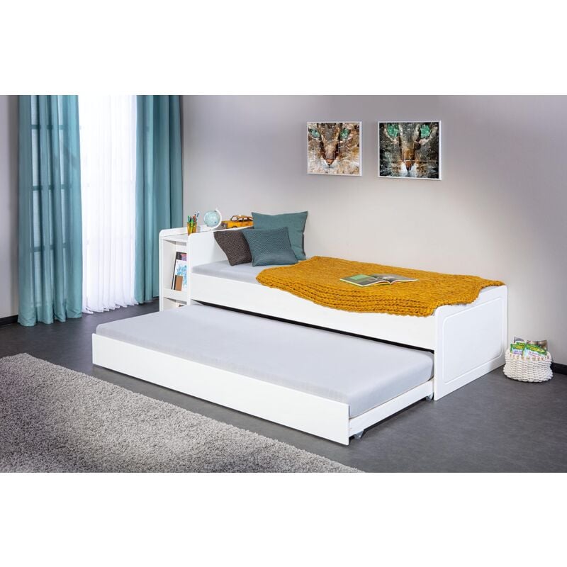 foto del prodotto inter link letto per bambini funzionale letto estensibile con contenitore sezione inferiore estensibile su rotelle 2 letti separati 90cm x 200cm