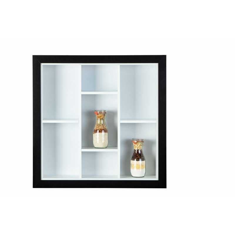 foto del prodotto inter link - libreria mensola septem in legno cm 74x31x9,5 collezionismo finitura bianco e nero