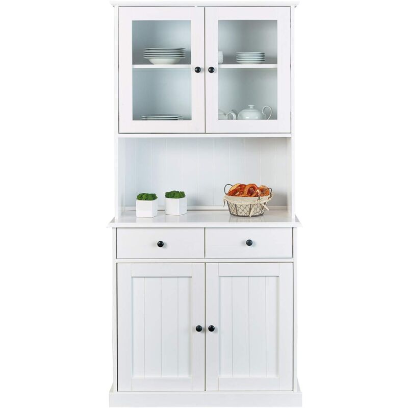 foto del prodotto inter link vetrina buffet mobile da sala stile country vetrina vetrina a libera installazione pino massiccio 4 ante 2 cassetti