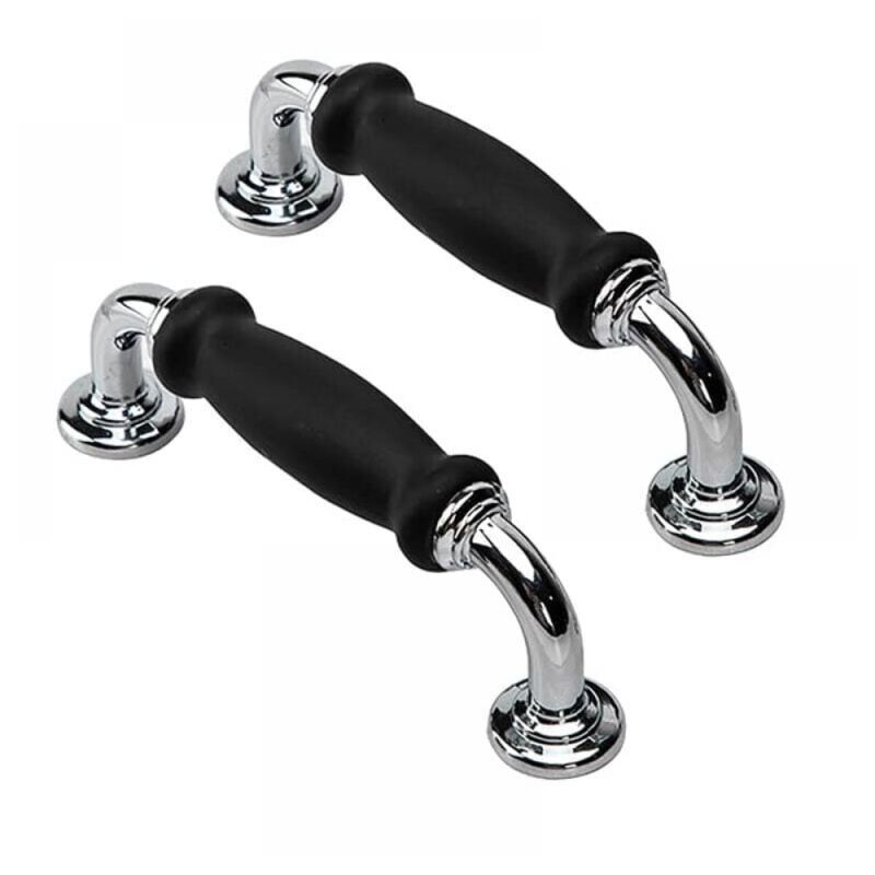 foto del prodotto interasse fori 128 mm, confezione da 2, maniglie per porte retr nere, maniglia per cassetti di mobili, maniglia per ante di mobili, adatta per