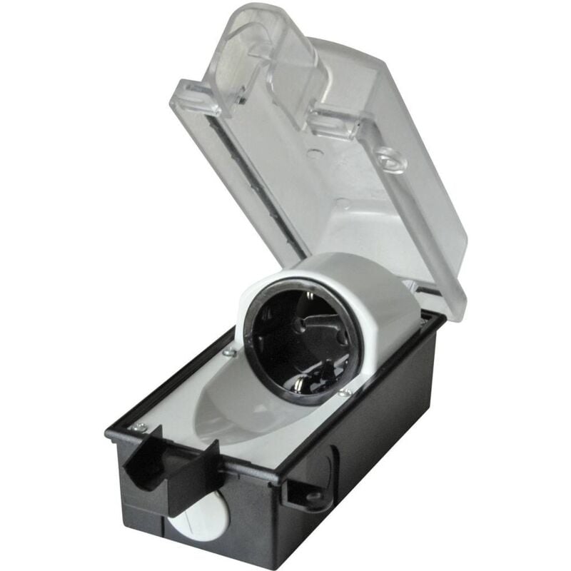 foto del prodotto interb r 9015 001.01 presa da parete bloccabile ip44 nero, trasparente