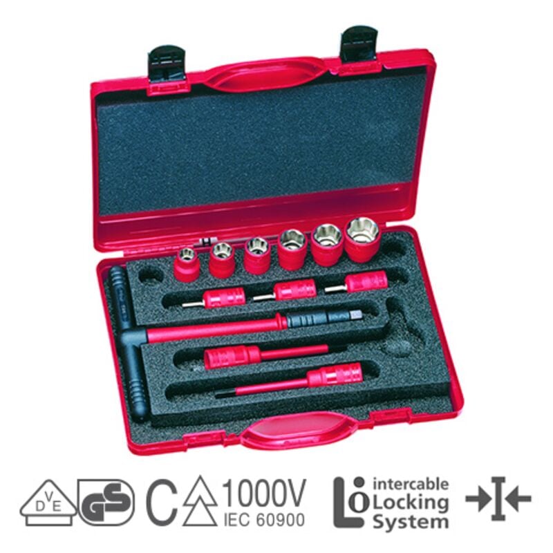foto del prodotto intercable set base chiavi a t 3 8 con valigia in resina 1598004
