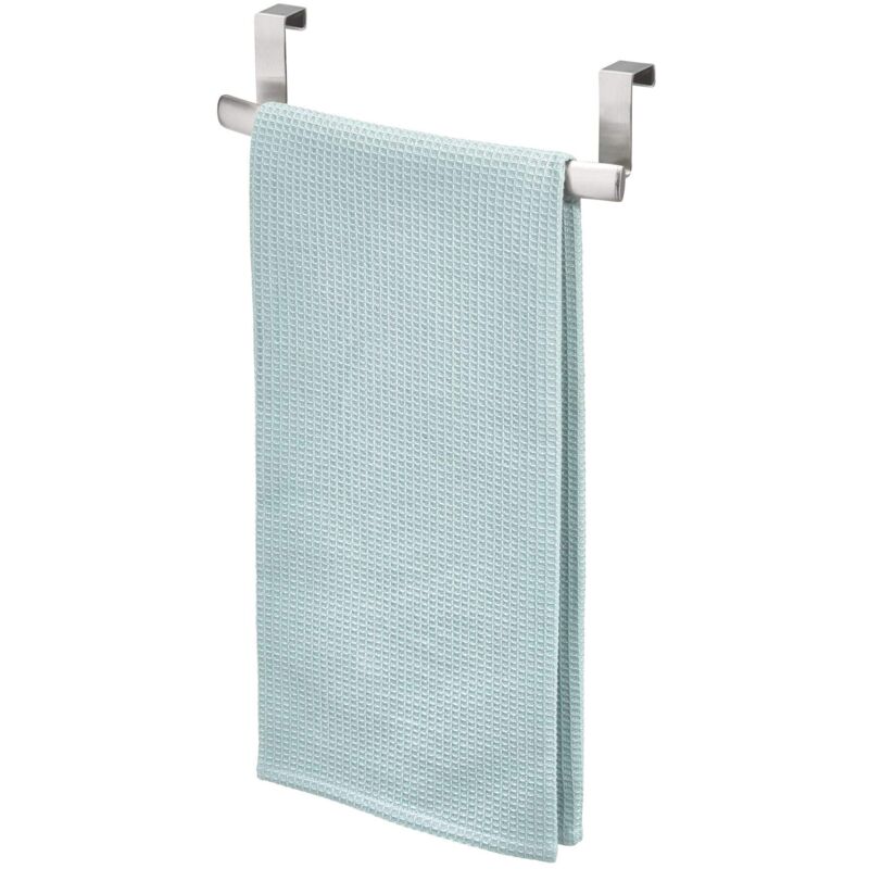 foto del prodotto interdesign idesign axis portasciugamani da appendere di forma arrotondata, piccolo porta salviette in acciaio, argento