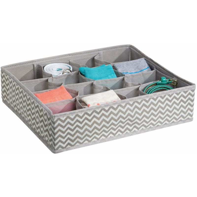 foto del prodotto interdesign idesign axis scatola portaoggetti, grande organizer cassetto in polipropilene con 16 scomparti, grigio talpa beige