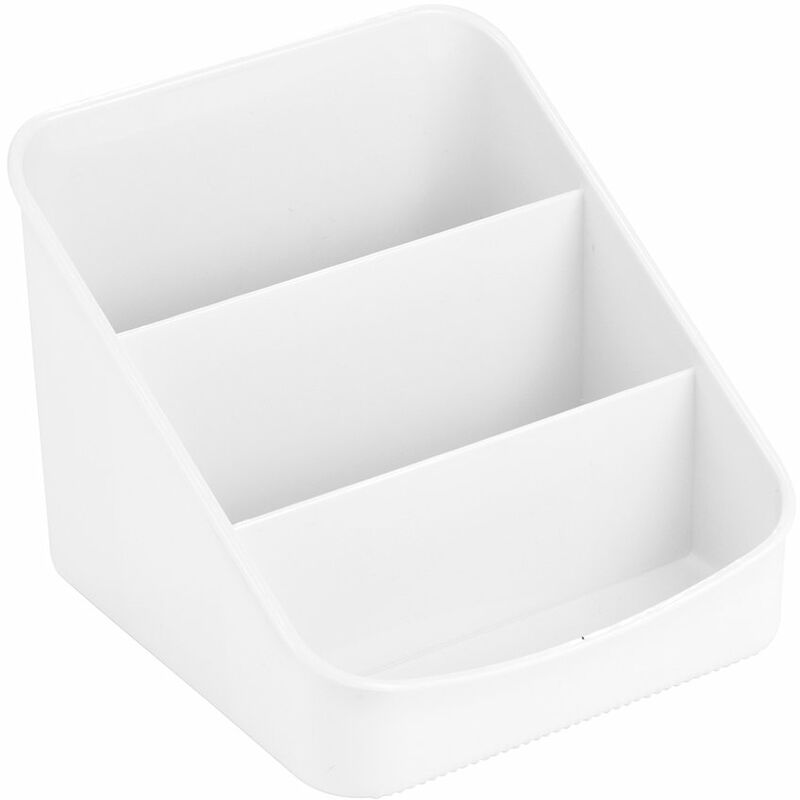 foto del prodotto interdesign idesign linus organizer cucina, contenitore cucina in plastica con tre scomparti per confezioni e spezie, bianco
