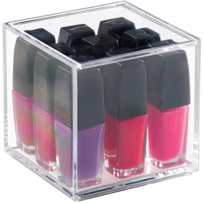 foto del prodotto interdesign idesign porta trucchi con coperchio 10,2 cm x 10,2 cm x 10,2 cm , piccolo organizer cosmetici in plastica priva di bpa, scatola