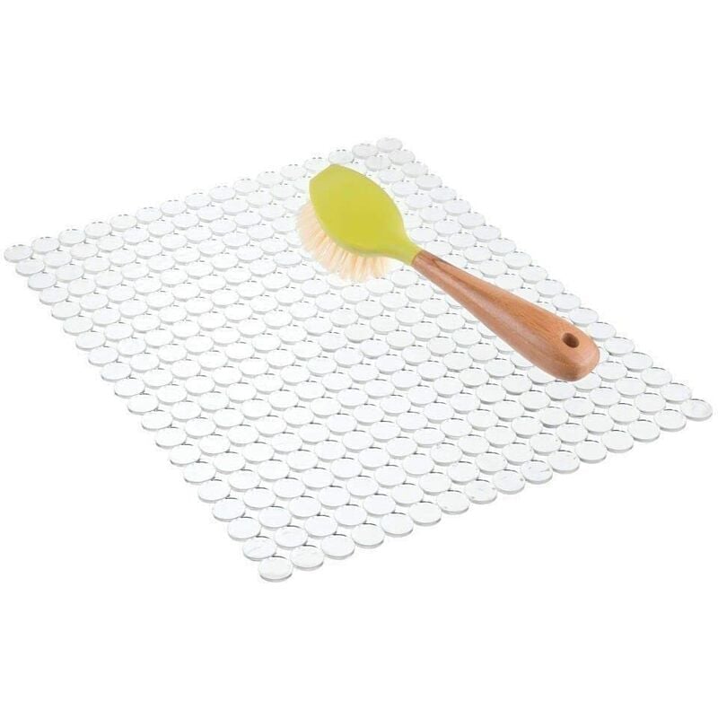 foto del prodotto interdesign idesign protezione per lavello orbz 70660, tappetino scolapiatti in plastica grande e tagliabile, trasparente