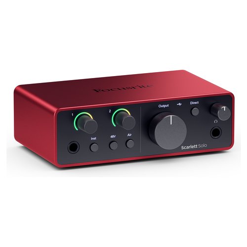 foto del prodotto interfaccia audio focusrite scarlett solo 4gen red e black