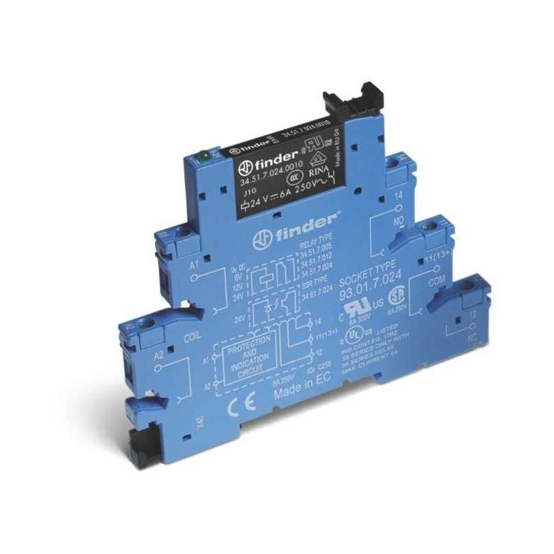 foto del prodotto interfaccia modulare a rel 1 scambio 6 a 24 v ac dc barra din 35 mm