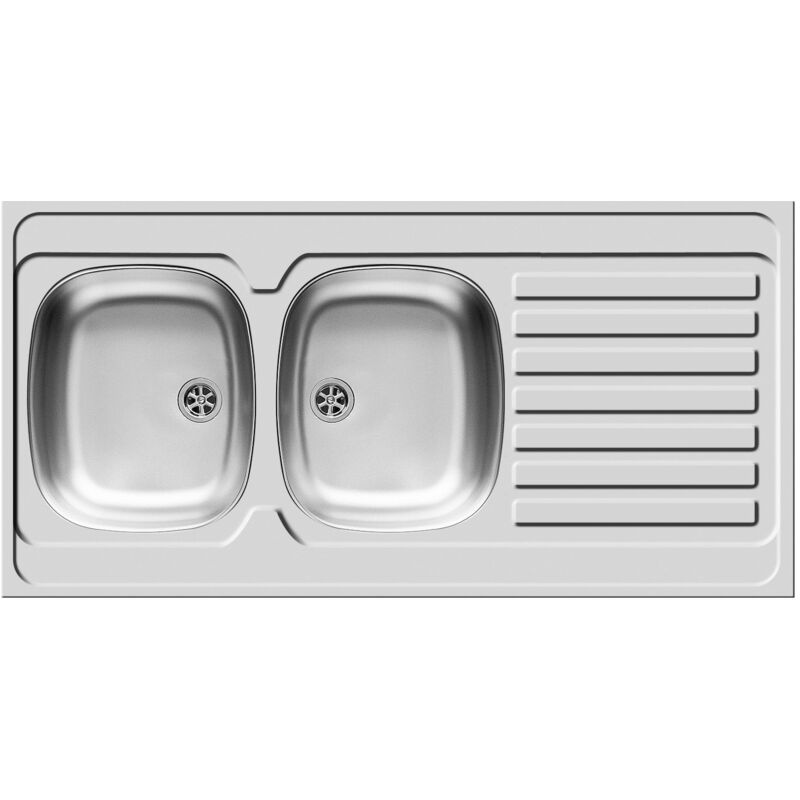 foto del prodotto international 120x60 2b 1d, lavello ad incasso soprapiano acciaio inox, liscio, 100118502 pyramis