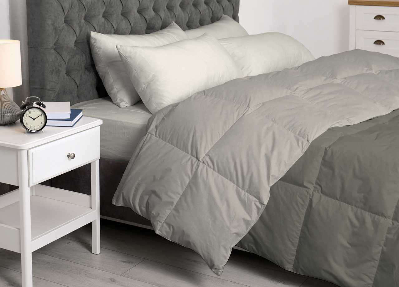 foto del prodotto interno imbottitura piumino invernale 300gr mq in piuma d 39 oca bicolor matrimoniale grigio ch sc