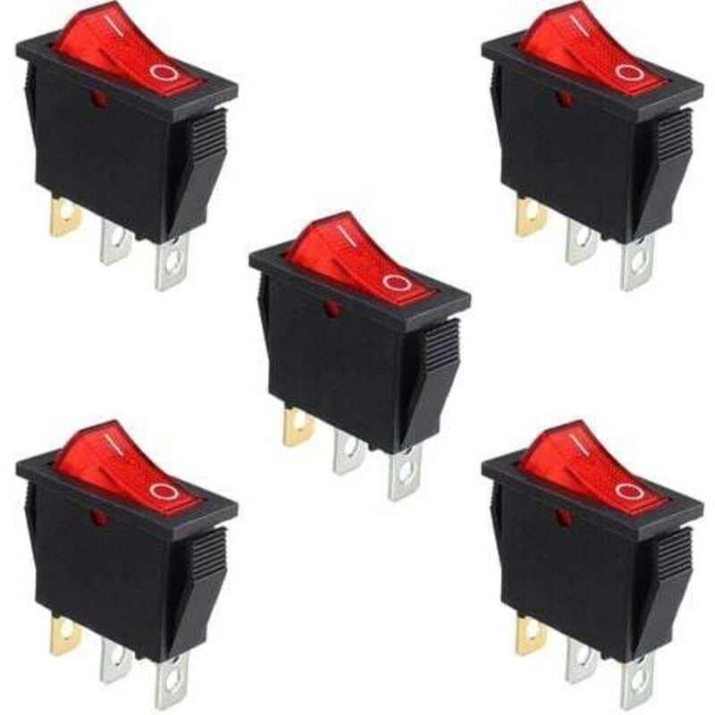foto del prodotto interruttore a bilanciere illuminato rosso 5 pezzi, on off 3 pin 3 posizioni interruttore a bilanciere per barche ac 250 v 15 a 125 v 20 a kcd3-101