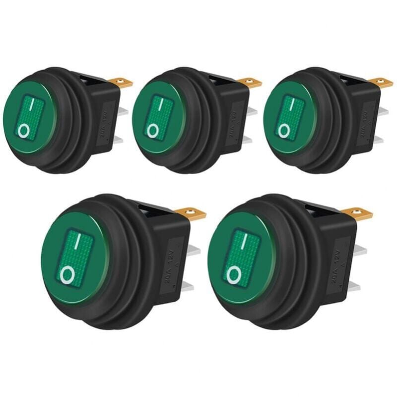 foto del prodotto interruttore a bilanciere impermeabile 5 pezzi 12v 20a on off 3 pin 2 posizioni interruttore a levetta indicatore led per auto camion barca