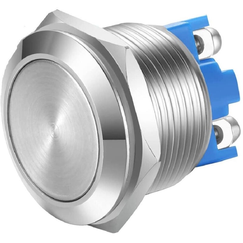 foto del prodotto interruttore a pulsante 22mm autobloccante terminali a vite acciaio testa piatta - - trade shop traesio
