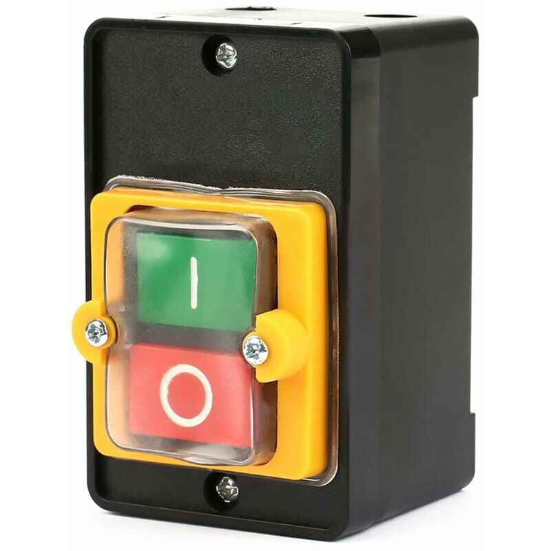 foto del prodotto interruttore a pulsante, ac220v 380v 10a interruttore di controllo dell alimentazione impermeabile monofase trifase con guscio, pulsante di controllo