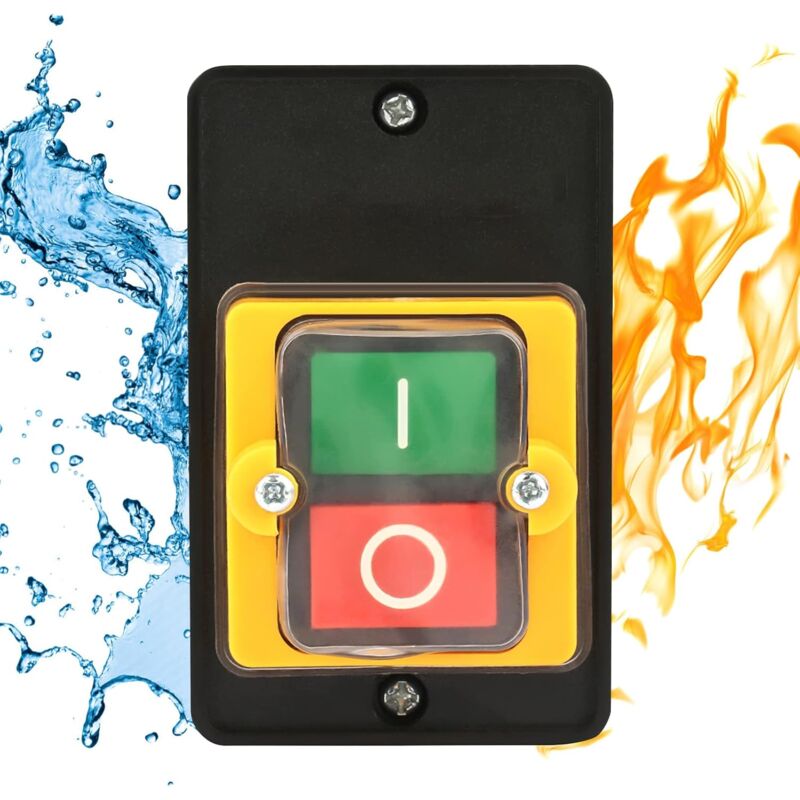 foto del prodotto interruttore a pulsante, ac220v 380v 10a monofase trifase interruttore di controllo dell alimentazione impermeabile con guscio, pulsante di controllo