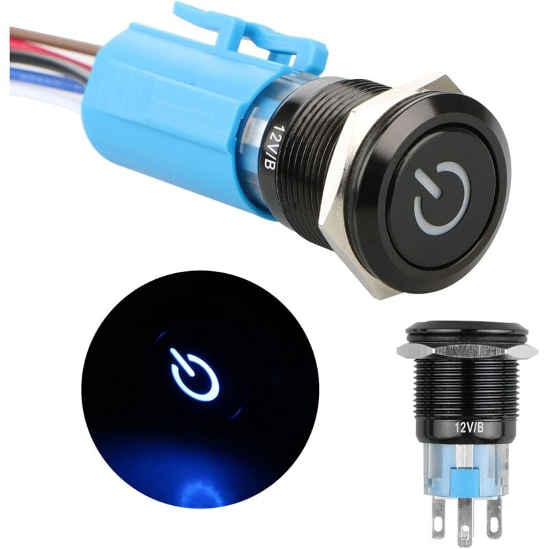 foto del prodotto interruttore a pulsante con chiusura in metallo cc 12v, interruttore spdt on off a 4 pin per auto, camper, camion, barca, interruttore marino rotondo