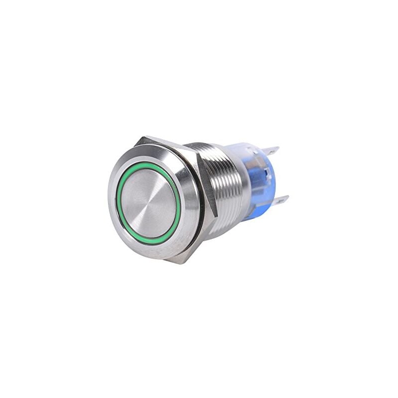 foto del prodotto interruttore a pulsante di accensione spegnimento con led di bloccaggio in acciaio inossidabile impermeabile keenso da 19 mm, 12 v 24 v, 1no1nc