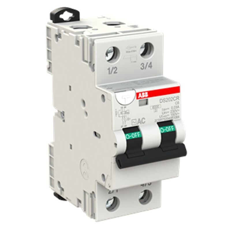 foto del prodotto interruttore abb magnetotermico differenziale 2 poli 6a 30ma tipo ac 6ka 2 moduli ds202crc6ac30