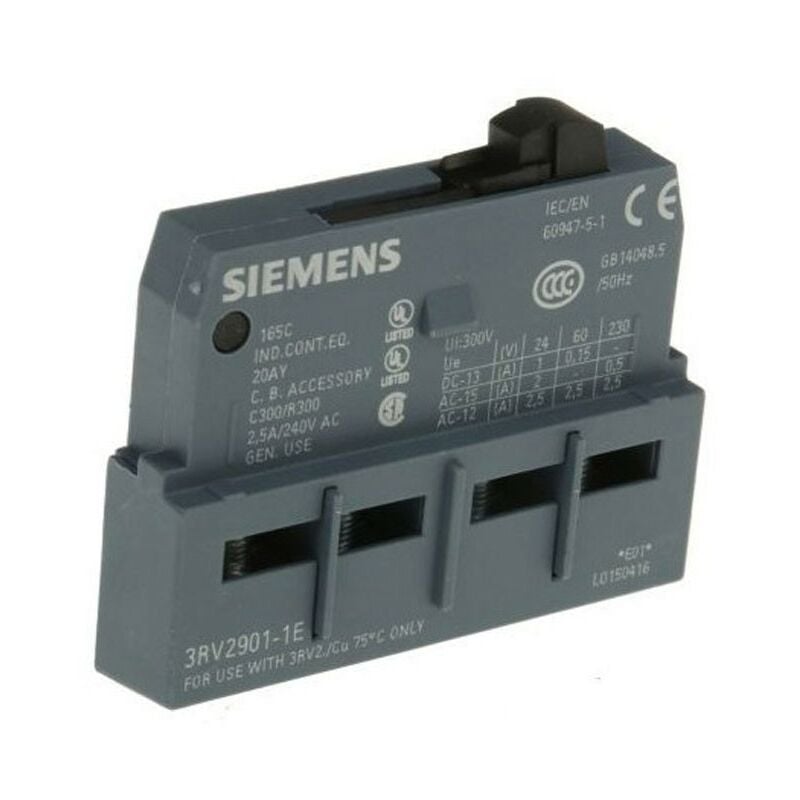 foto del prodotto interruttore ausiliario siemens frontale 1l 1r per serie rv2 3rv29011e