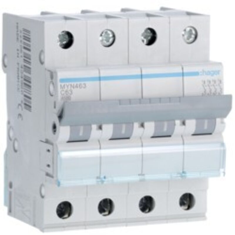 foto del prodotto interruttore automatico 4p 63a 4.5ka c4m hager cod. myn463 