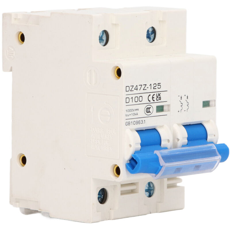 foto del prodotto interruttore automatico dc 2p dz47z 125 100a miniatura su guida din per impianto solare fotovoltaico 1000v blu eosnow