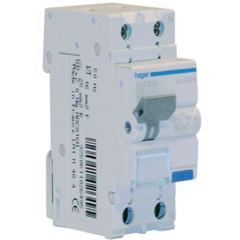 foto del prodotto interruttore automatico differenziale modulare 1pn 30ma ac 6a 6ka c 2 moduli adc906h - hager