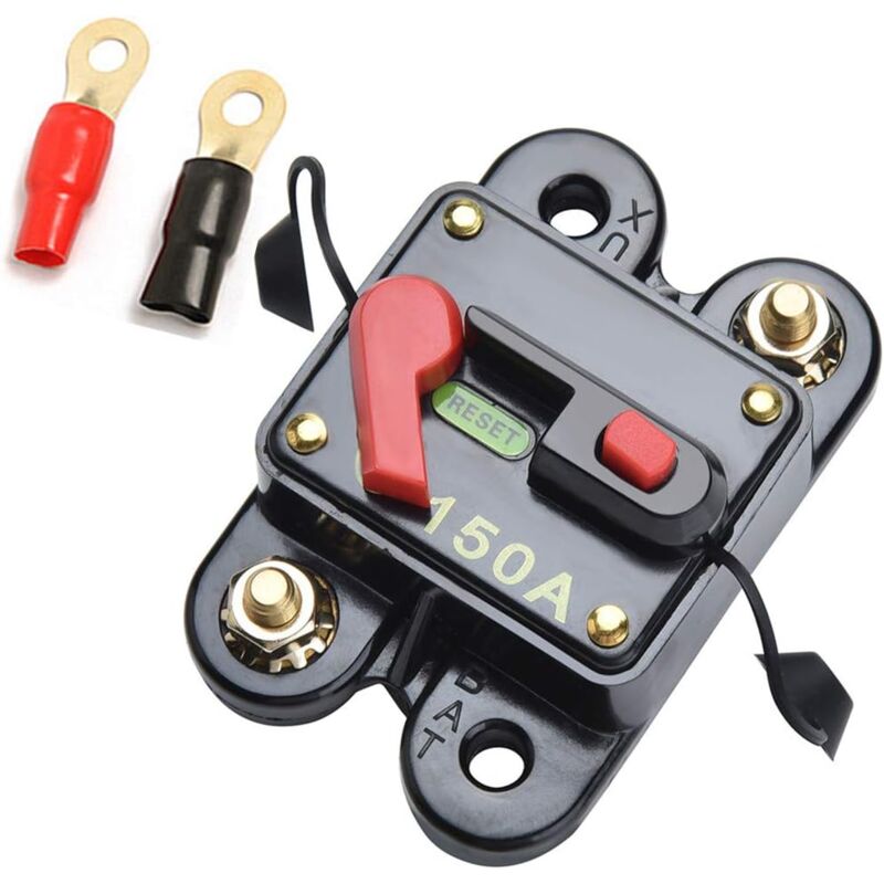 foto del prodotto interruttore automatico fusibile 12v 24v 150a dc per auto, fusibile di ripristino, interruttore automatico per auto, nautica, bici, stereo audio