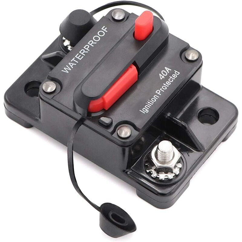 foto del prodotto interruttore automatico impermeabile con portafusibile e interruttore manuale 12 48 v cc per auto, barca 40 a