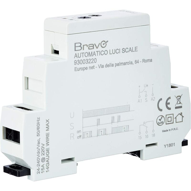 foto del prodotto interruttore automatico luci scale per quadri elettrici din bravo 93003220