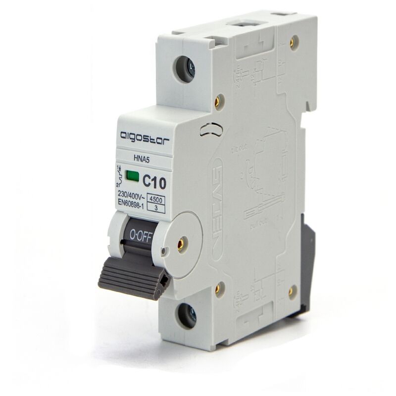 foto del prodotto interruttore automatico magnetotermico modulare aigostar 1p 10a aigostar