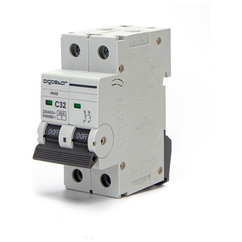 foto del prodotto interruttore automatico magnetotermico modulare aigostar 2p 32a aigostar