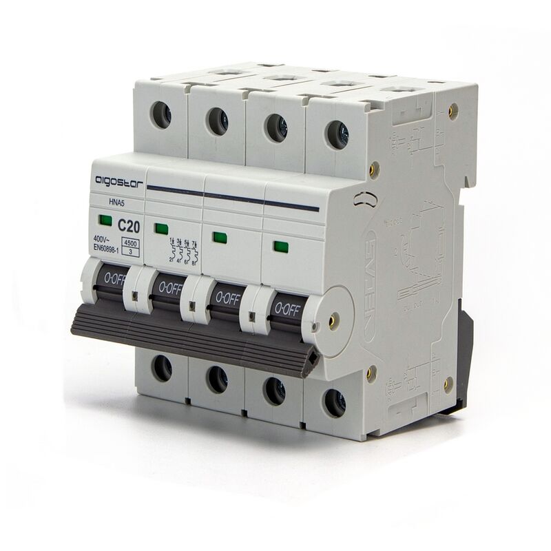 foto del prodotto interruttore automatico magnetotermico modulare aigostar 4p 20a aigostar