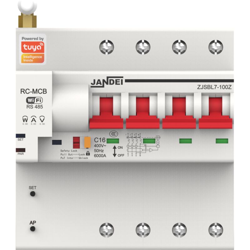 foto del prodotto interruttore automatico magnetotermico wi fi 63a 4p tuya smart app turmobile tensione jandei