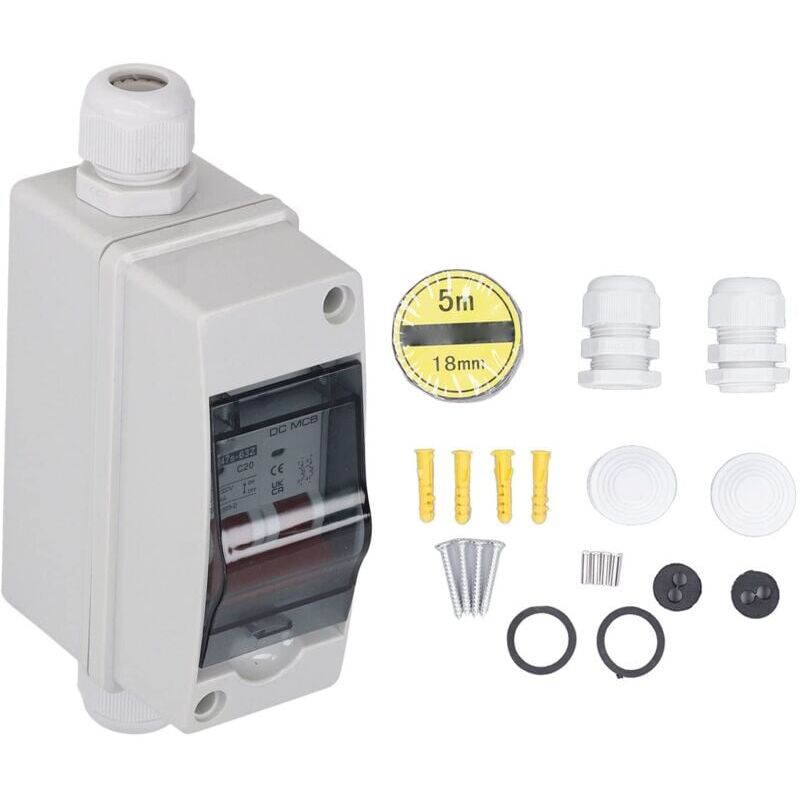 foto del prodotto interruttore automatico miniaturizzato impermeabile 2p ip65 per impianto fotovoltaico solare dc 1000v 20a