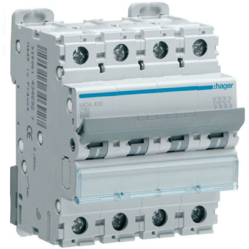 foto del prodotto interruttore automatico modulare automatico di comando e protezione 4 poli 6a 6 ka c 4 moduli mca406 - hager